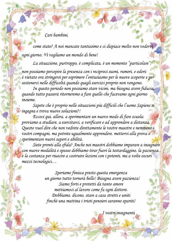 Lettera Di Una Maestra Ai Suoi Bambini